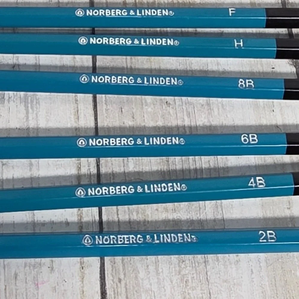 Norberg & Linden Drawing Pencil Set 7pc Graphite Leads F H 8B 6B 4B 2B Sharpener